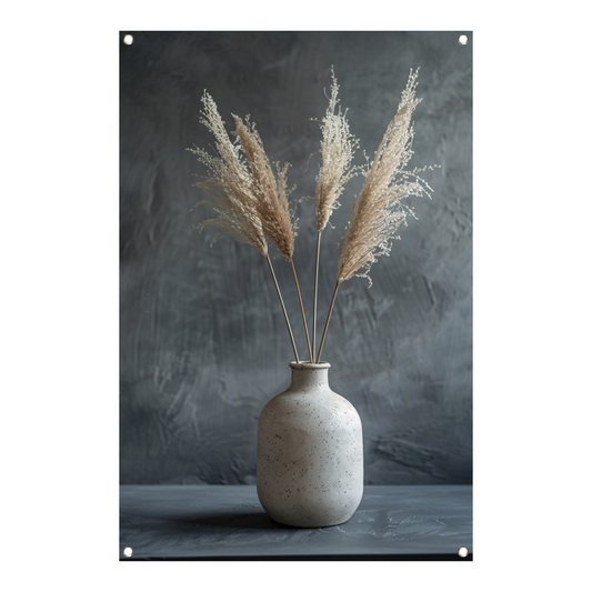 Minimalistische Vaas met Pampasgras tegen Donkere Achtergrond tuinposter