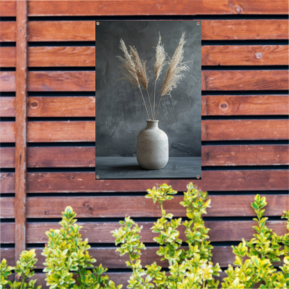 Minimalistische Vaas met Pampasgras tegen Donkere Achtergrond tuinposter