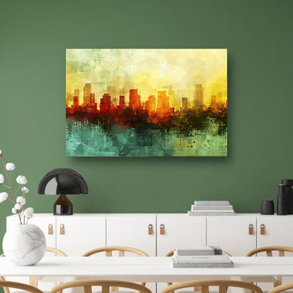 Digitale abstracte kunst van stadslandschap canvas met baklijst