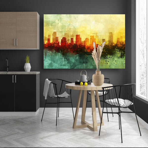 Digitale abstracte kunst van stadslandschap acrylglas