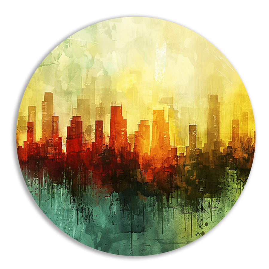 Digitale abstracte kunst van stadslandschap forex muurcirkel