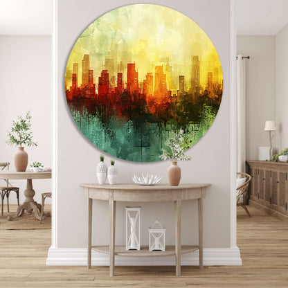 Digitale abstracte kunst van stadslandschap forex muurcirkel
