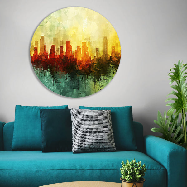 Digitale abstracte kunst van stadslandschap forex muurcirkel