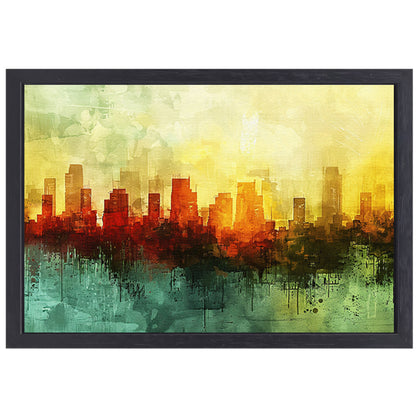 Digitale abstracte kunst van stadslandschap canvas met baklijst