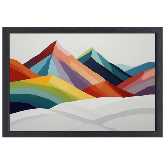 Abstracte Kleurrijke Bergen op Wit Canvas canvas met baklijst