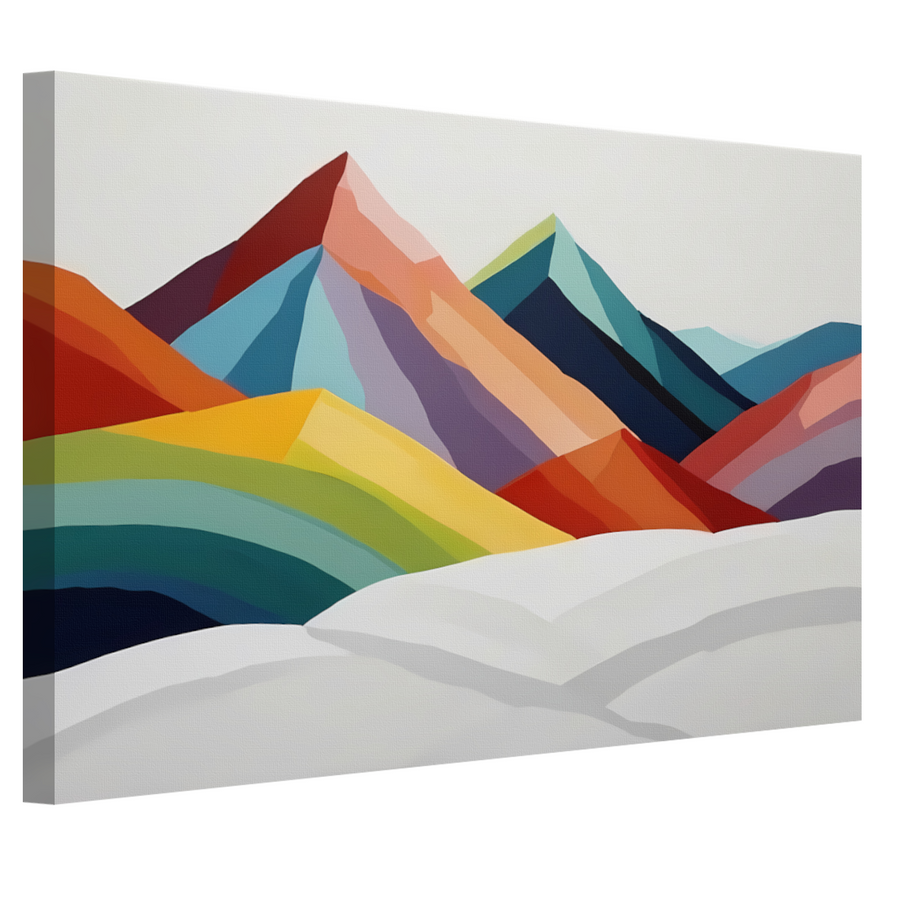 Abstracte Kleurrijke Bergen op Wit Canvas canvas