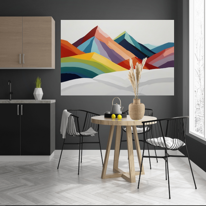 Abstracte Kleurrijke Bergen op Wit Canvas poster