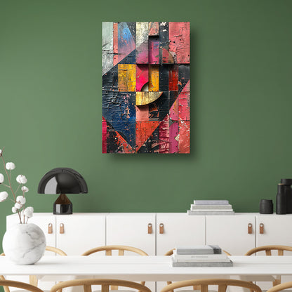 Abstract Kleurrijk Houten Collage canvas