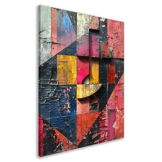 Abstract Kleurrijk Houten Collage canvas