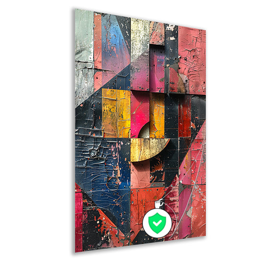 Abstract Kleurrijk Houten Collage poster