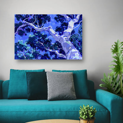 Abstracte boom in levendige kleuren canvas