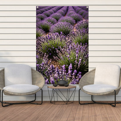 Prachtige lavendelvelden in volle bloei tuinposter
