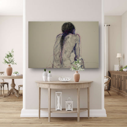 Abstracte vrouw in kleurrijke lijnen poster