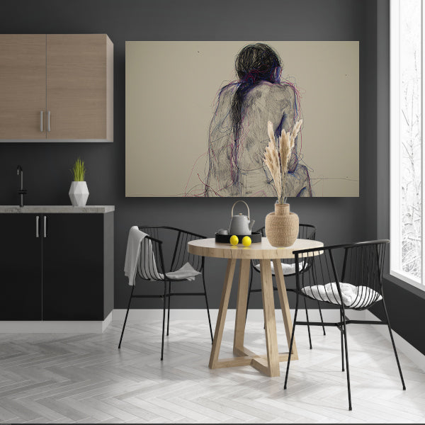 Abstracte vrouw in kleurrijke lijnen poster