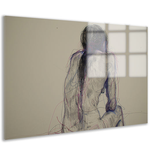 Abstracte vrouw in kleurrijke lijnen acrylglas