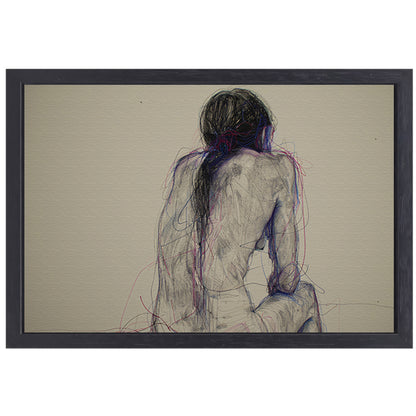 Abstracte vrouw in kleurrijke lijnen canvas met baklijst