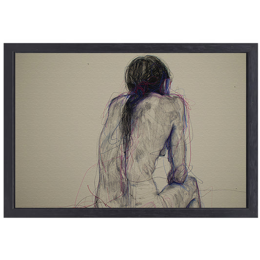 Abstracte vrouw in kleurrijke lijnen canvas met baklijst