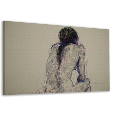 Abstracte vrouw in kleurrijke lijnen canvas
