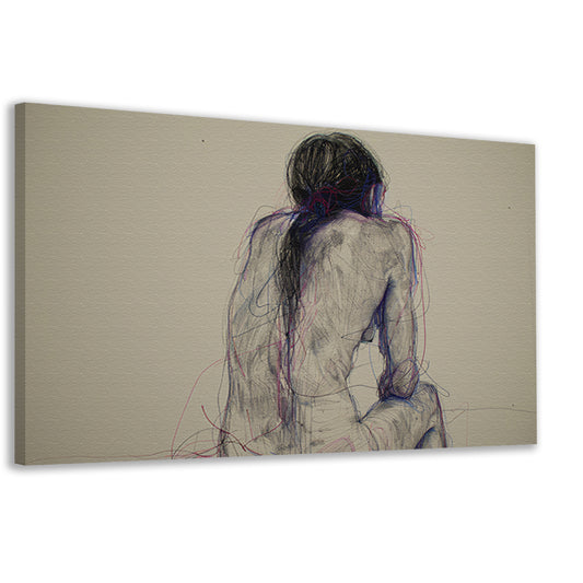 Abstracte vrouw in kleurrijke lijnen canvas