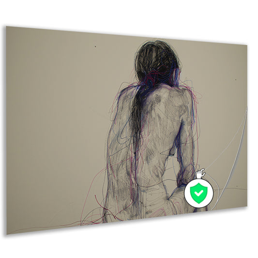Abstracte vrouw in kleurrijke lijnen poster