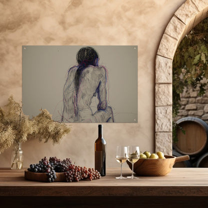 Abstracte vrouw in kleurrijke lijnen tuinposter