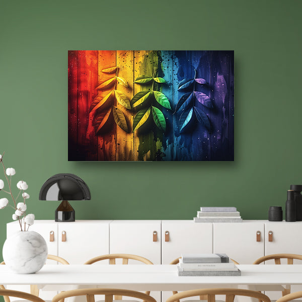 Abstract herfstbladeren op hout canvas met baklijst