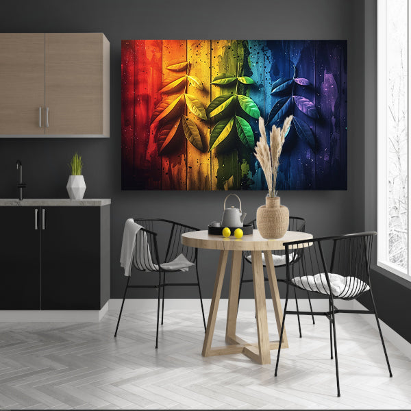 Abstract herfstbladeren op hout canvas met baklijst