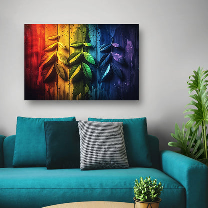 Abstract herfstbladeren op hout canvas met baklijst