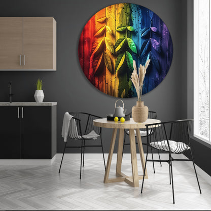 Abstract herfstbladeren op hout forex muurcirkel