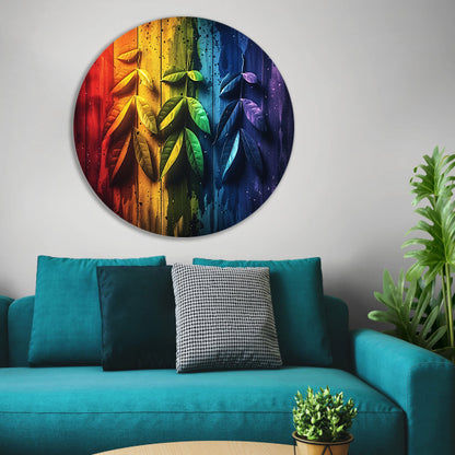 Abstract herfstbladeren op hout forex muurcirkel