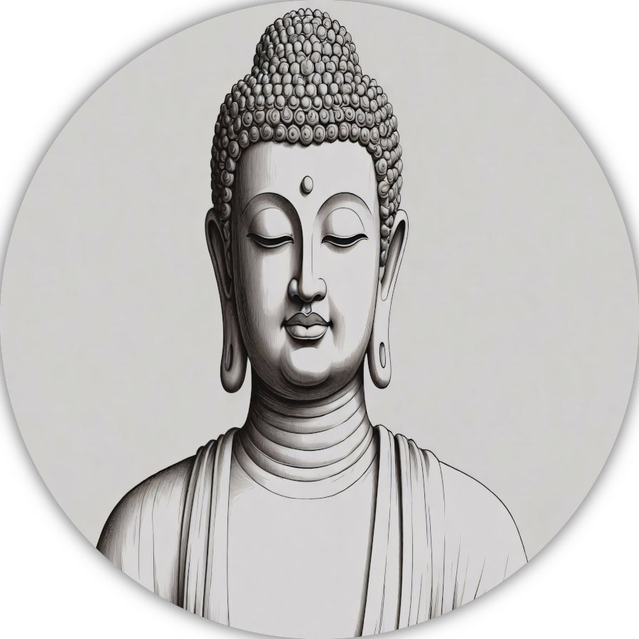 Serene Boeddha in minimalistische lijnkunst forex muurcirkel
