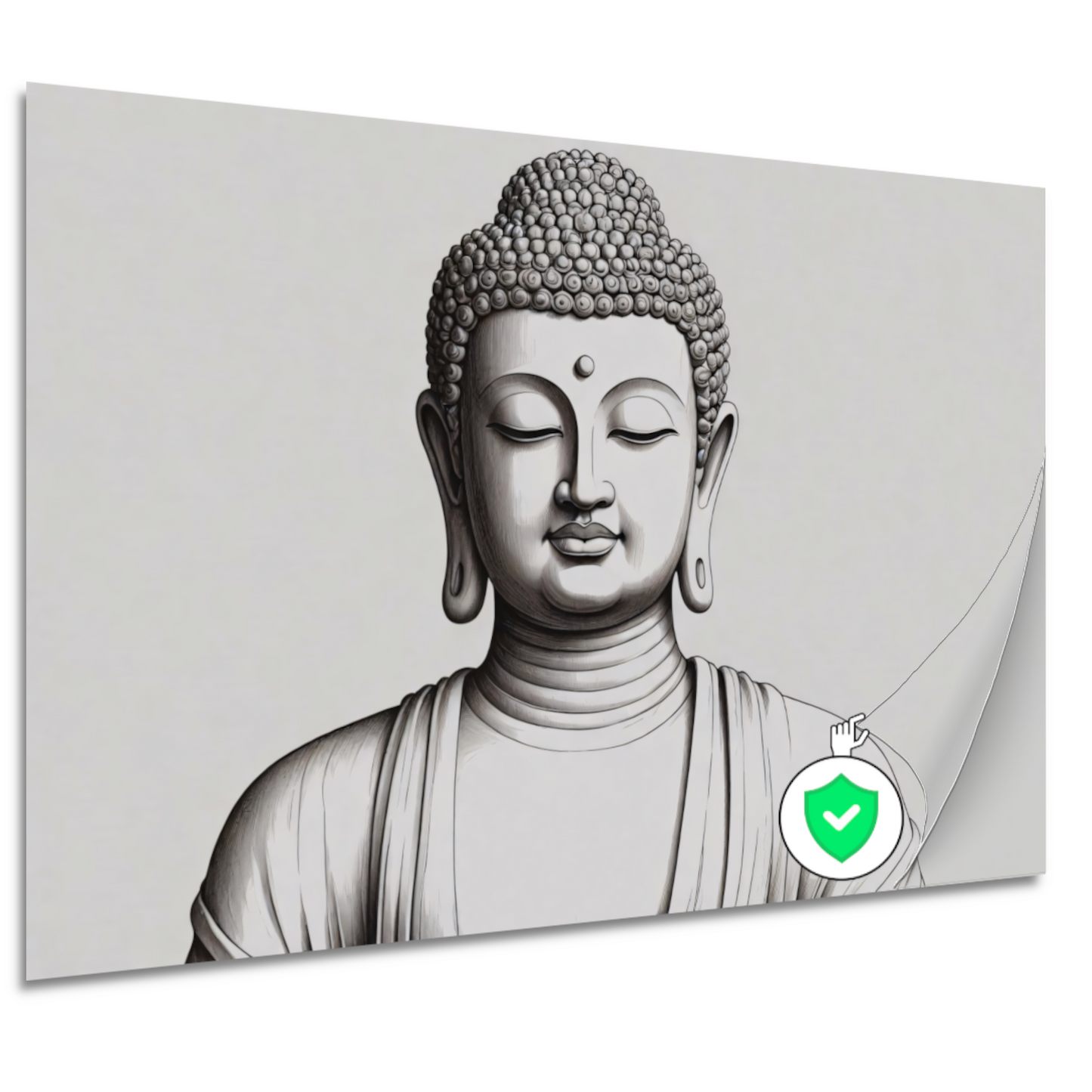Serene Boeddha in minimalistische lijnkunst poster