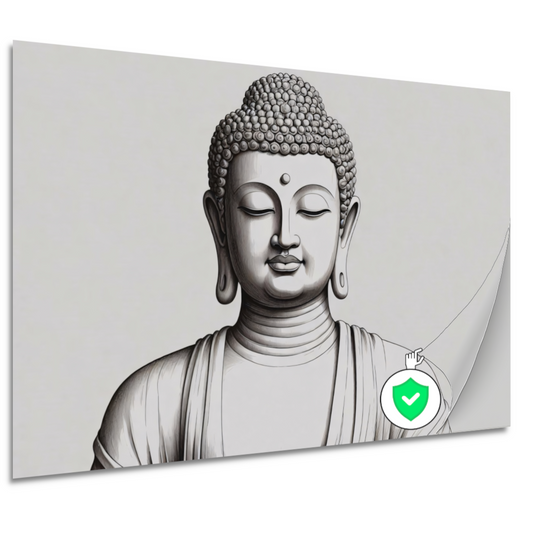 Serene Boeddha in minimalistische lijnkunst poster