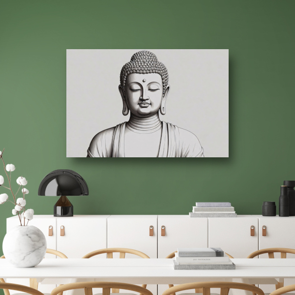 Serene Boeddha in minimalistische lijnkunst poster