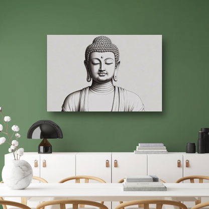 Serene Boeddha in minimalistische lijnkunst poster