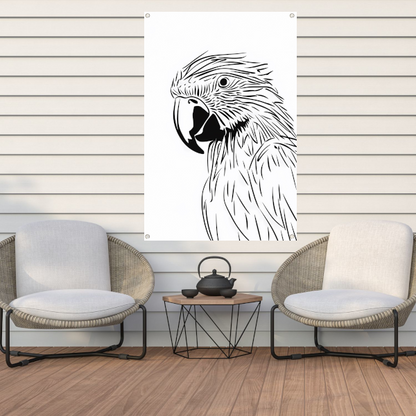 Minimalistische zwart-wit adelaar lijntekening tuinposter