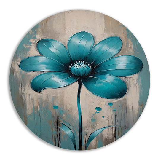 Turquoise Bloem op Beige Abstract Achtergrond forex muurcirkel