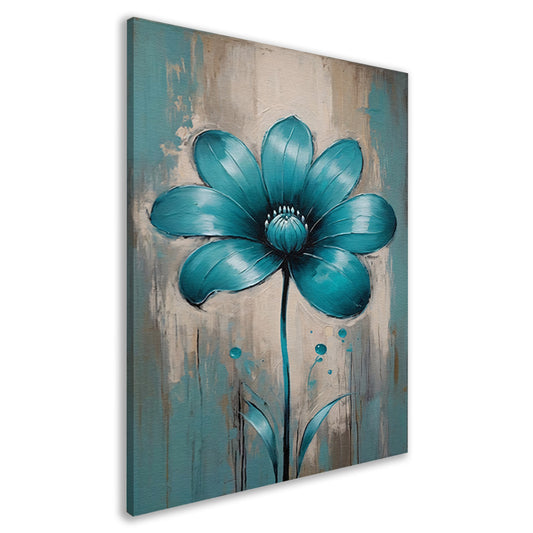 Turquoise Bloem op Beige Abstract Achtergrond canvas