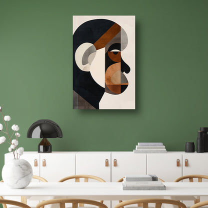 Geometrische Abstractie van Menselijk Gezicht canvas met baklijst