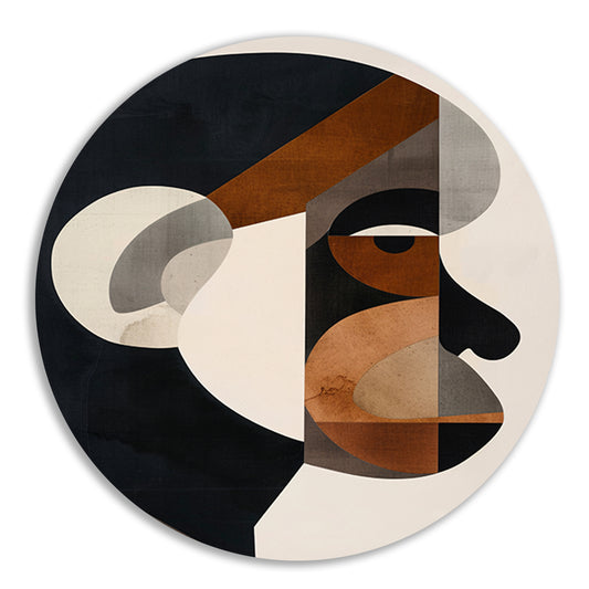 Geometrische Abstractie van Menselijk Gezicht aluminium muurcirkel