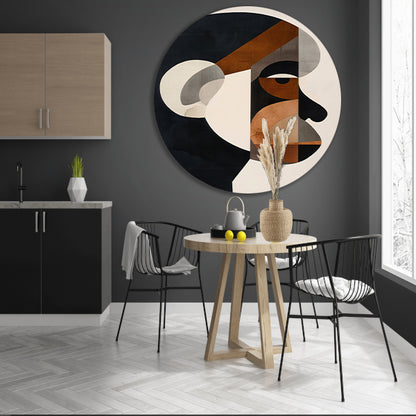 Geometrische Abstractie van Menselijk Gezicht aluminium muurcirkel