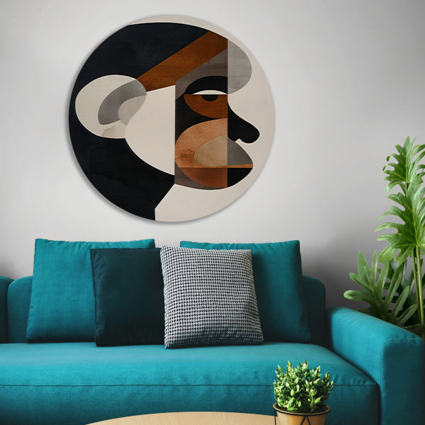 Geometrische Abstractie van Menselijk Gezicht forex muurcirkel