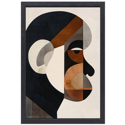 Geometrische Abstractie van Menselijk Gezicht canvas met baklijst