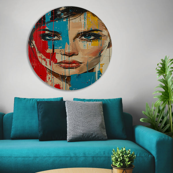 Emotionele Expressie met Kleurrijk Tranen aluminium muurcirkel