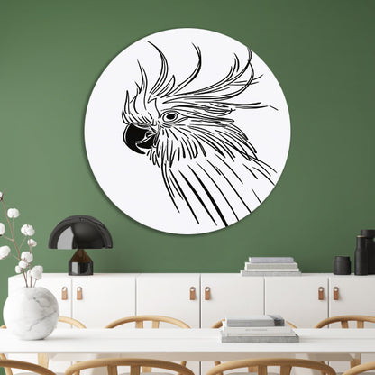 Minimalistische Kaketoe in Lijntekening forex muurcirkel
