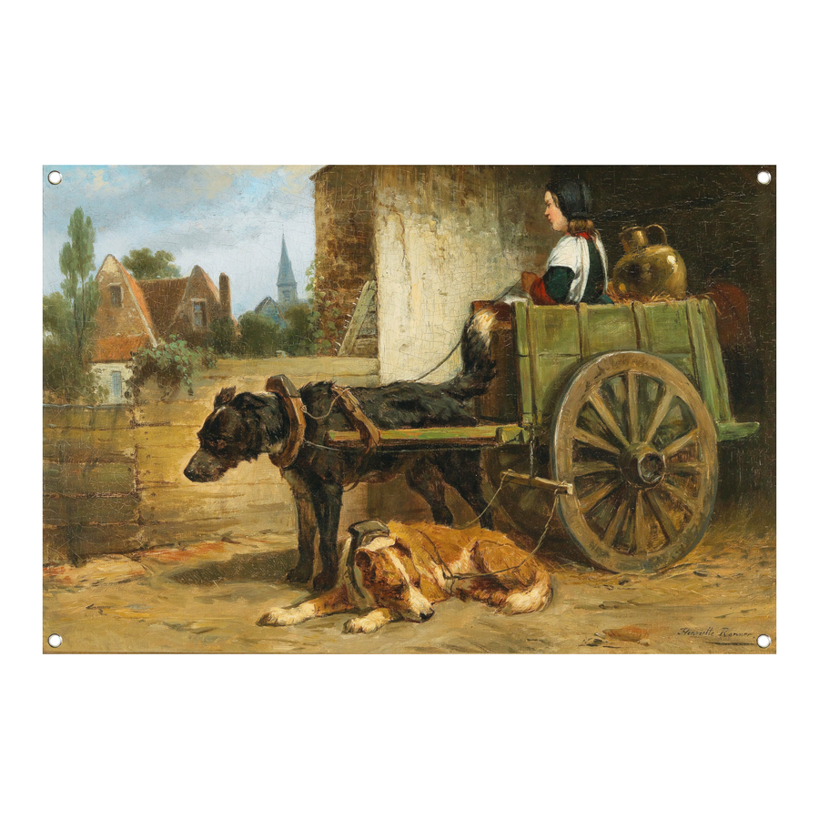 De kleine wagen - Henriëtte Ronner-Knip tuinposter