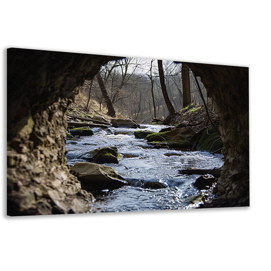 Rivier door een natuurlijk rotsvenster canvas