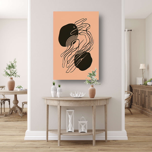 Hypnotiserende Abstracte Monochrome Lijnen canvas met baklijst