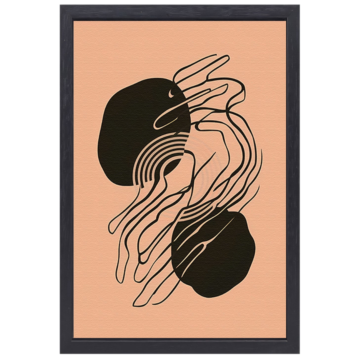 Hypnotiserende Abstracte Monochrome Lijnen canvas met baklijst