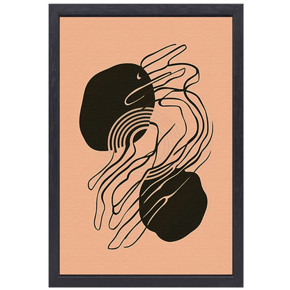 Hypnotiserende Abstracte Monochrome Lijnen canvas met baklijst